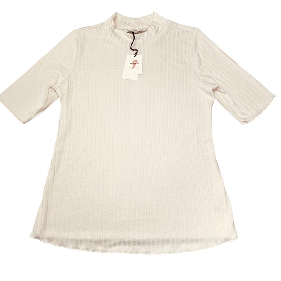 NWT The Nines by HATCH Mock Turtleneck Rib Knit Maternity Shirt Ivory Size XL - Picture 6 of 10